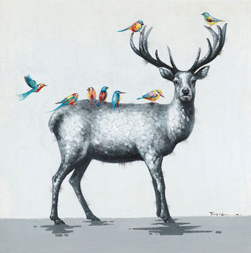 Picture of Buck And Birds 32" x 32" | BFPK Artwork