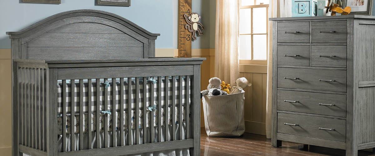 weathered gray crib