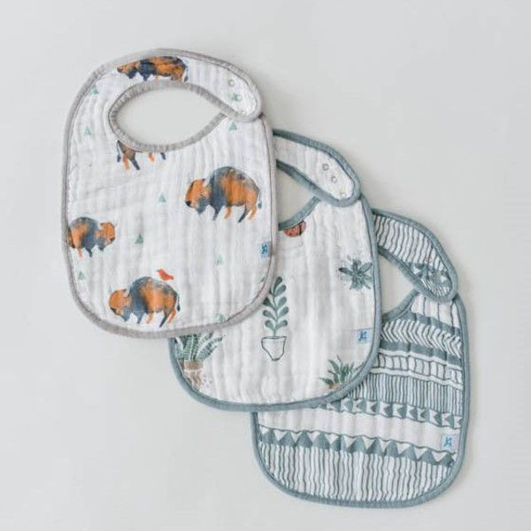 Picture of Cotton Muslin Classic Bib 3 Pack - Bison Set by Little Unicorn
