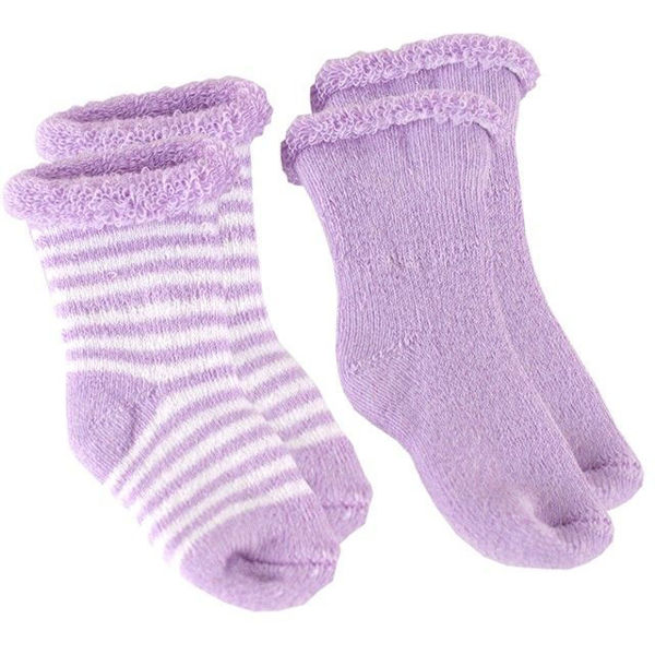 Picture of Newborn Socks Terry 2-Pack - Lilac Solid with lilac Stripe | by Kushies