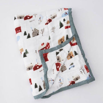 Picture of Deluxe Bamboo Muslin Quilt - Winter Village by Little Unicorn