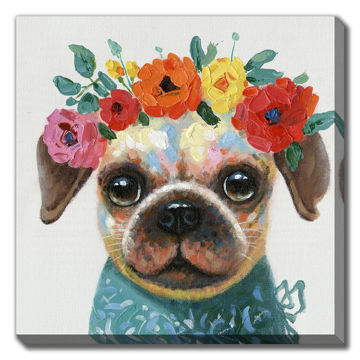 Picture of Floral Pug - 24" X 24" | BFPK Artwork