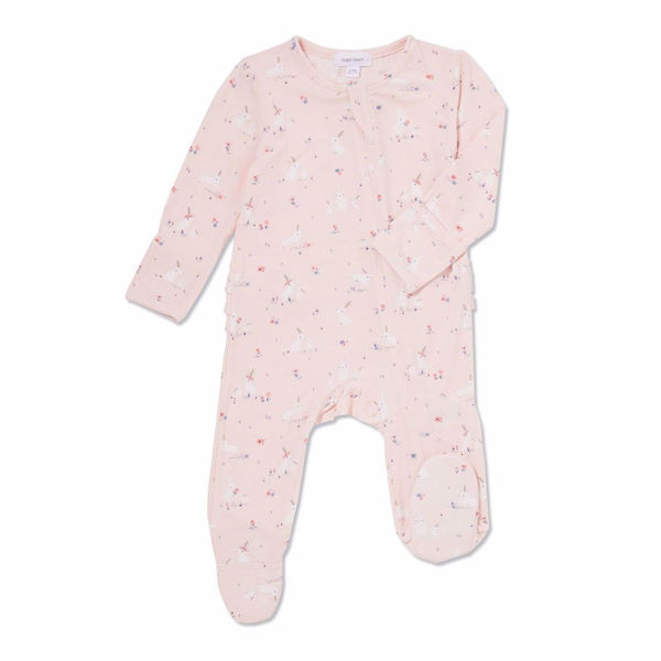 Angel Dear Pink Bunny Ruffled Zipper Footie