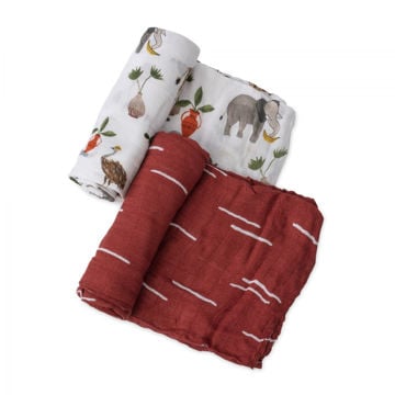 Picture of Deluxe Bamboo Muslin Swaddle 2 Pack - Safari Social by Little Unicorn