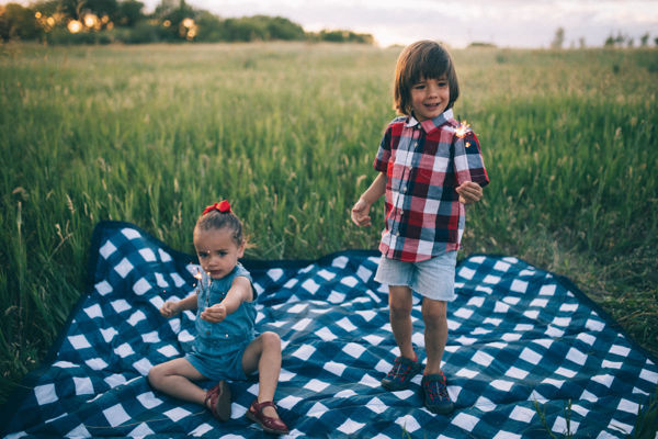 Picture of Outdoor Blanket 5' X 7' - Navy Plaid by Little Unicorn