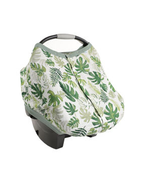 Picture of Cotton Muslin Car Seat Canopy 2 - Tropical Leaf by Little Unicorn