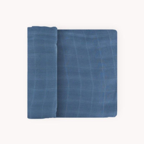 Picture of Deluxe Bamboo Muslin Swaddle Single - Blue Dusk by Little Unicorn