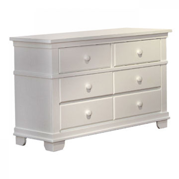 Picture of Torino 6 Drawer Double Dresser  - White Finish by Pali Furniture