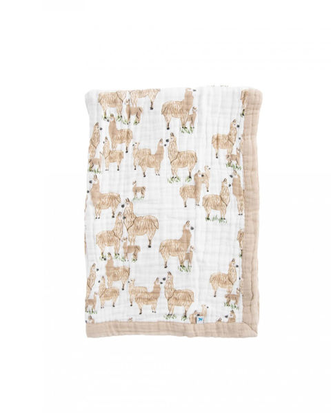 Picture of Cotton Muslin Baby Blanket - Llama Llama by Little Unicorn