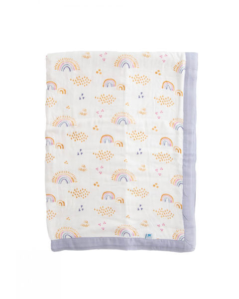 Picture of Deluxe Muslin Baby Blanket - Rainbows & Rain by Little Unicorn