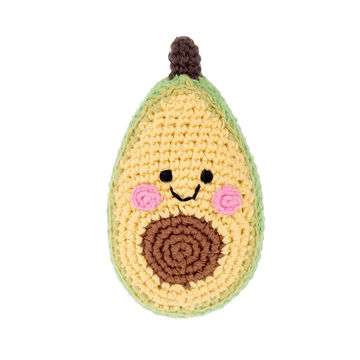 Picture of Friendly Avocado Rattle - Free Trade 100% Cotton - by Pebble