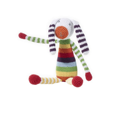 Picture of Rainbow Bunny Rattle - Free Trade 100% Cotton - by Pebble