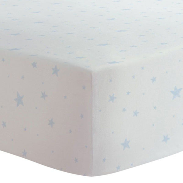 Picture of Flannel Changing Pad Cover - Fitted - Blue Scribble Stars | by Kushies