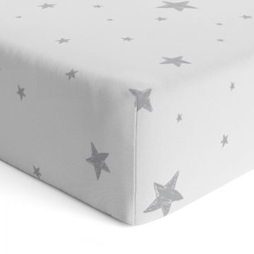Picture of Flannel Crib Sheet - Grey Scribble Stars | by Kushies