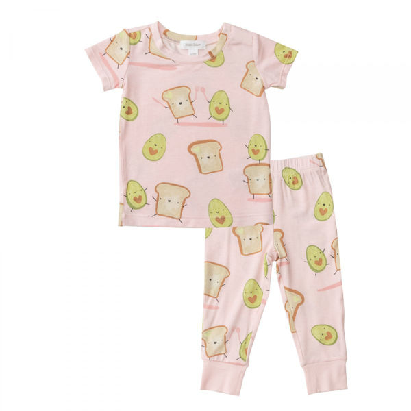 Picture of Angel Dear Avocado + Toast Pink Short Sleeve Loungewear