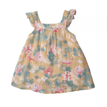 Picture of Angel Dear Floral Flamingos Cotton Muslin Sundress