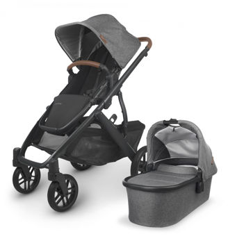 Stroller with leather store handle