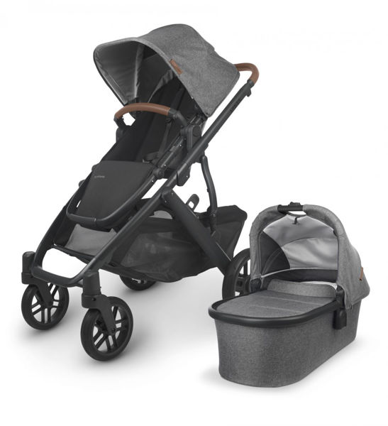 Picture of VISTA V2 Stroller - GREYSON (charcoal melange/carbon frame and saddle brown leather) - by Uppa Baby