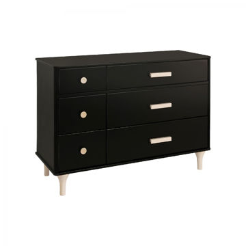 Picture of Lolly 6-Drawer Double Dresser - Black and Washed Natural - By Babyletto