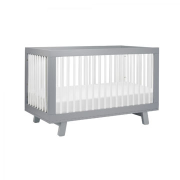 Picture of Hudson 3-in-1 Convertible Crib Grey and White with Toddler Bed Conversion Kit- By Babyletto