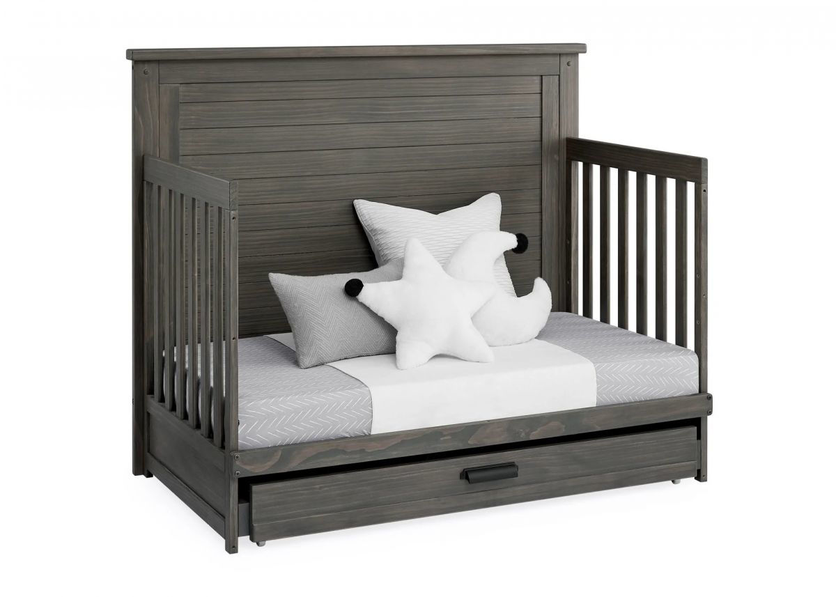 Caden 4 In 1 Crib with Storage Drawer Rustic Grey Simmons Baby