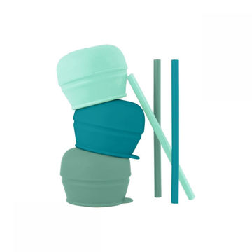 Picture of SNUG Universal Silicone Straw Lids - Green | by Boon