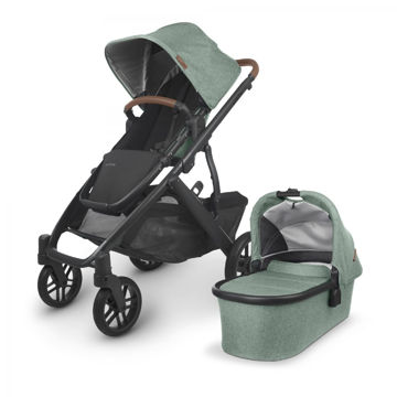 Picture of VISTA V2 Stroller - GWENN (green melange/carbon frame and saddle brown leather) - by Uppa Baby
