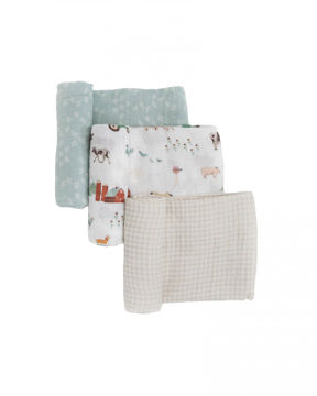 Picture of Cotton Muslin Swaddle 3 Pack - Farmyard by Little Unicorn