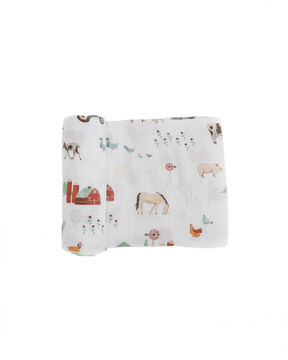 Picture of Cotton Muslin Swaddle Single - Farmyard by Little Unicorn