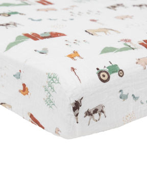 Picture of Cotton Muslin Crib Sheet - Farmyard by Little Unicorn