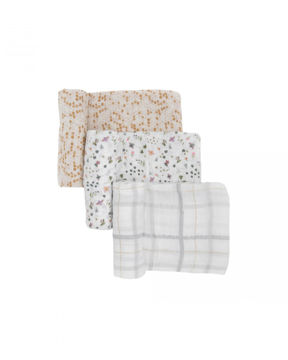 Picture of Cotton Muslin Swaddle 3 Pack - Garden Bees by Little Unicorn