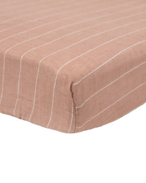 Picture of Cotton Muslin Crib Sheet - Mauve Stripe by Little Unicorn