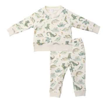 Picture of Angel Dear Organic Cotton French terry Raglan Sweat Suit Set - Crayon Dinos