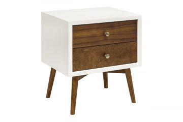 Picture of Palma Nightstand White with Natural Walnut Drawer Fronts and legs - by Babyletto