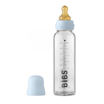 Picture of BIBS Baby Glass Bottle Complete Set Latex 225ml Baby Blue
