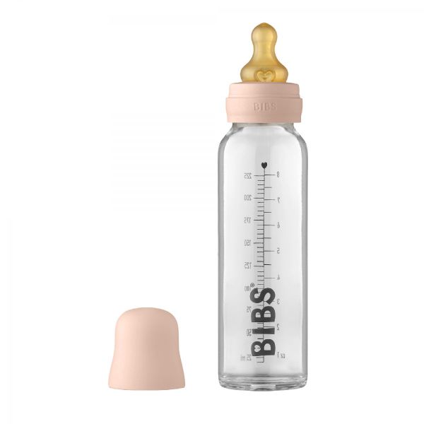 Picture of BIBS Baby Glass Bottle Complete Set Latex 225ml Blush