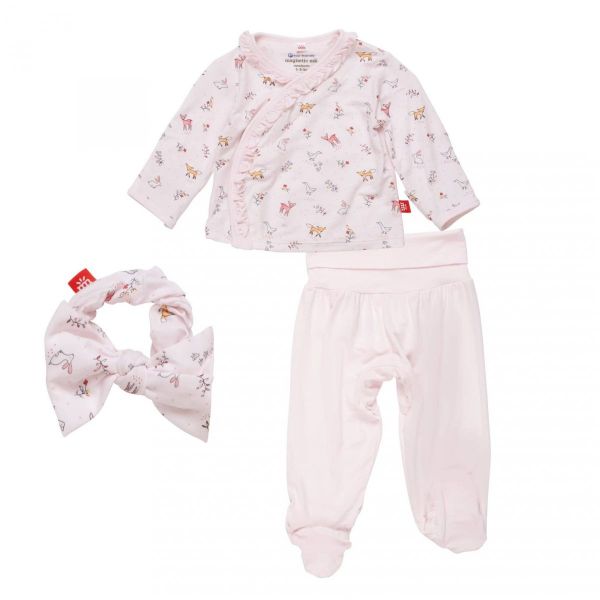 Picture of Woodsy Tale Pink Modal Kimono Take Me Home Set With Headband 0-3M | by Magnetic Me