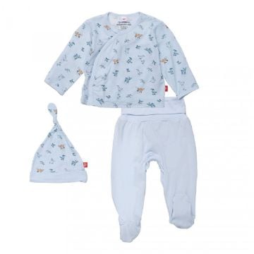 Picture of Woodsy Tale Blue Modal Kimono Take Me Home Set With Hat | by Magnetic Me