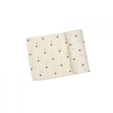 Picture of Cashew Polka Dot Organic Cotton Swaddle Blanket