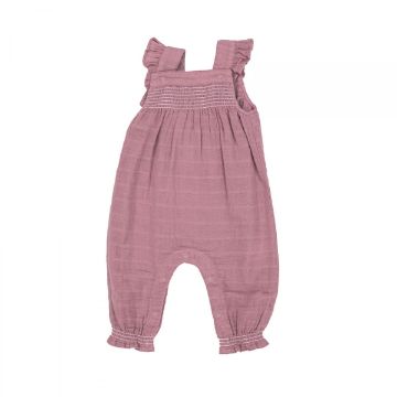 Picture of Angel Dear Fox Glove Solid Smocked Overall - organic cotton muslin