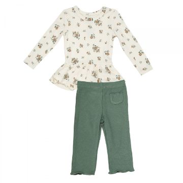 Picture of Angel Dear Mocha Rose Ditsy Peplum Top & Pant