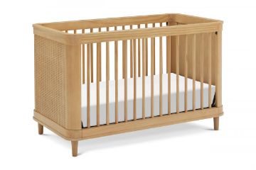 Picture of Marin with Cane 3-in-1 Convertible Crib - Honey with Honey Cane | by Namesake