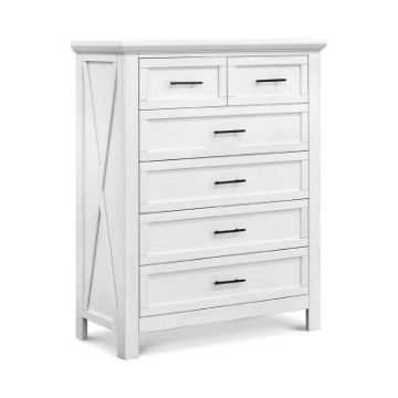 Picture of Emory Farmhouse 6-Drawer Chest in Linen | Monogram by Namesake