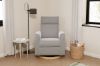 Picture of Willa Power Glider Recliner w/ adj. headrest & USB in Performance Grey Eco-Weave w/Light wood base | Monogram by Namesake