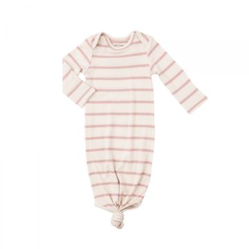 Picture of Silver Pink + Sugar Swizzle Rib Modal Knotted Gown (newborn - 3 Months) | Angel Dear
