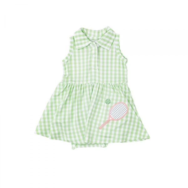 Picture of Angel Dear Mini Gingham Green Tennis  Bamboo Tank Bodysuit Dress