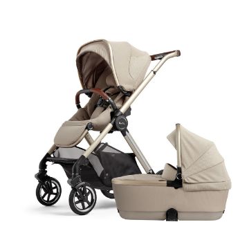 Picture of Reef 2 Stroller + Folding Bassinet Package  - Stone (Beige) | Silver Cross