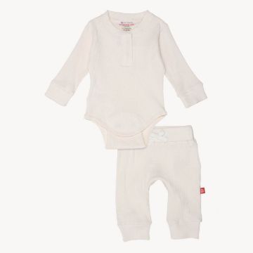 Picture of Magnetic Me Whipped Cream Ribbed Organic Cotton Bodysuit & Pants