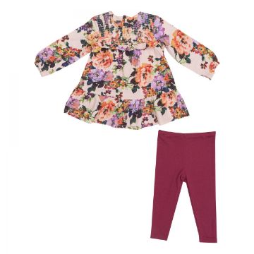 Picture of Angel Dear Smocked Ruffle Dress & Ribbed Legging - Autumn Rose