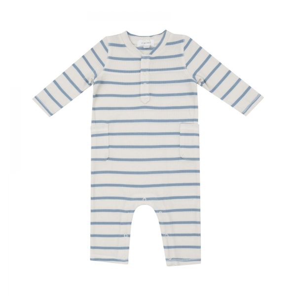 Picture of Angel Dear Uni Romper Ribbed Modal - Stripe Glacier Lake